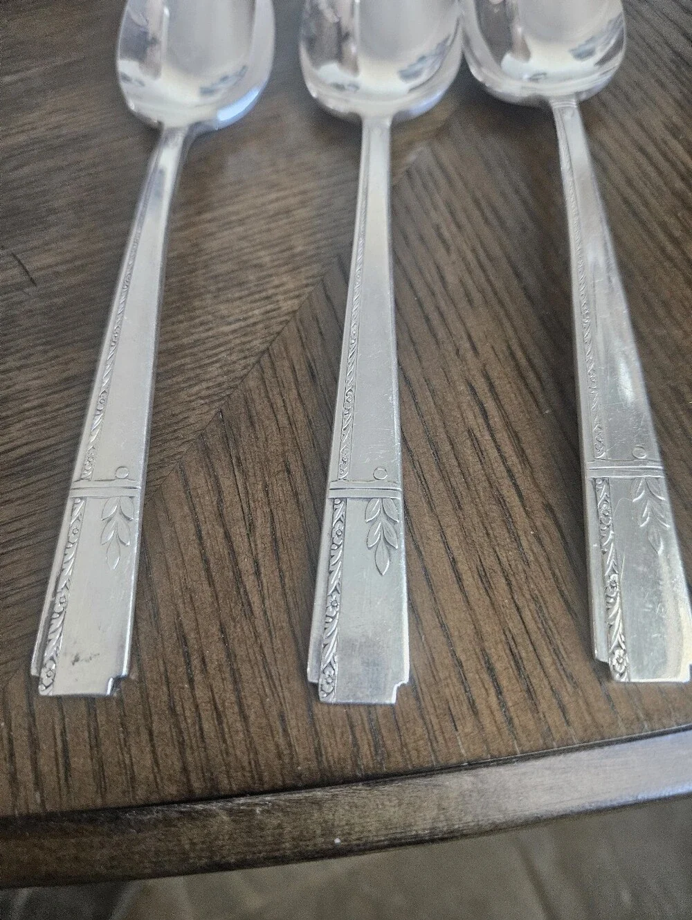 Vintage  Heirloom Plate Silver Plated Serving Spoon Set Of 3 Vintage